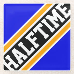 HALFTIME Koningsblauw Oranje Zwart Racing Strepen Glazen Onderzetter