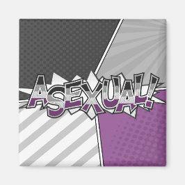 Halftone Asexual Pride Typografie met vlag Magneet