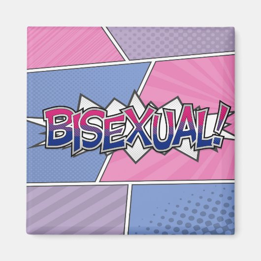 Halftone Bisexual Pride Typografie met vlag Magneet (Voorkant)