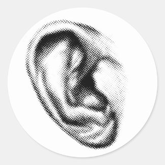 Halftone Black en White Ear Ronde Sticker