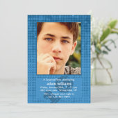 Halftone Blue Photo Invitation Kaart (Staand voorkant)