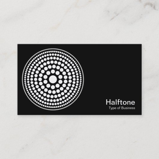 Halftone Circle 01 - Wit op Zwart Visitekaartje (Voorkant)