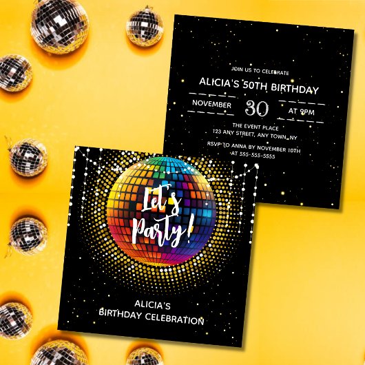 Halftone Disco Fêtons Anniversaire Invitation