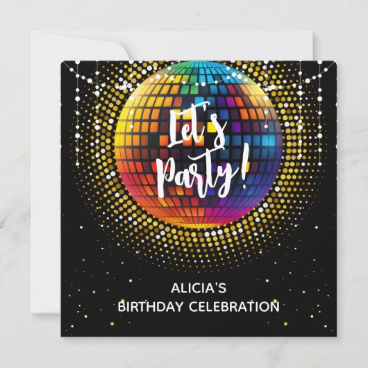 Halftone Disco Laten we feestje Verjaardag uitnodi