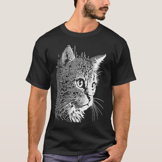 Halftone Kat T-shirt (Voorkant)