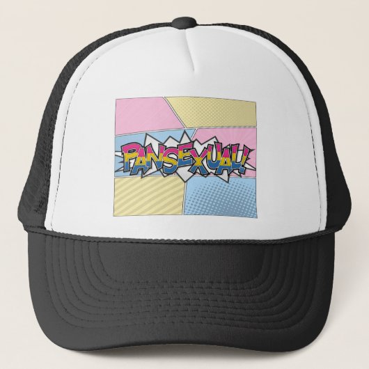 Halftone Pansexual Pride Typografie met vlag Trucker Pet (Voorkant)