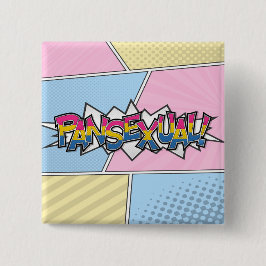 Halftone Pansexual Pride Typografie met vlag Vierkante Button 5,1 Cm