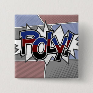 Halftone Poly Typografie Vierkante Button 5,1 Cm