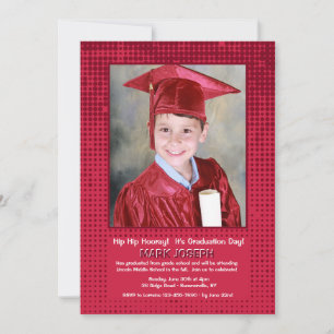 Halftone Red Photo Invitation Kaart