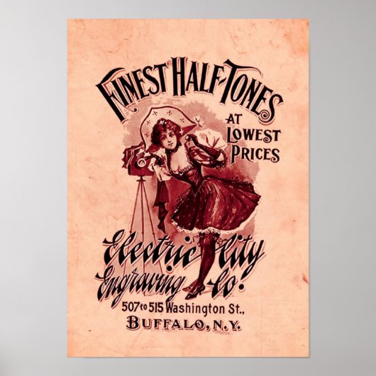 Halftoonfotografie camera kan vrouw maken poster (Voorkant)