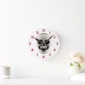 Halftoonse schedel: wandklok ronde klok (Huis)