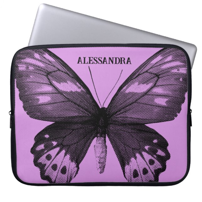Halftoonvlinder Laptop Mouw – Lavendel Persoon Sleeve (Voorkant)
