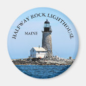 Halfway Rock Lighthouse, Maine Round Magnet (Devant)