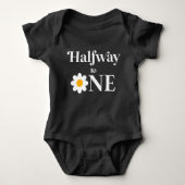 Halfweg naar één Retro Daisy halve verjaardag Romper (Voorkant)