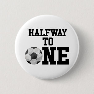 Halfweg naar één Voetbal sport halve dag Ronde Button 5,7 Cm