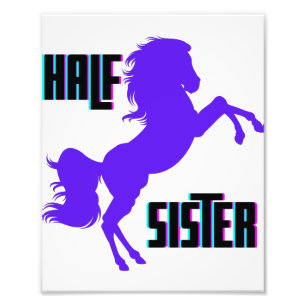 Halfzuster Paarse Pony Foto Afdruk