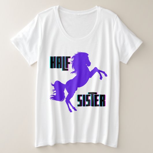 Halfzuster Paarse Pony Grote Maat T-shirt (Design voorkant)