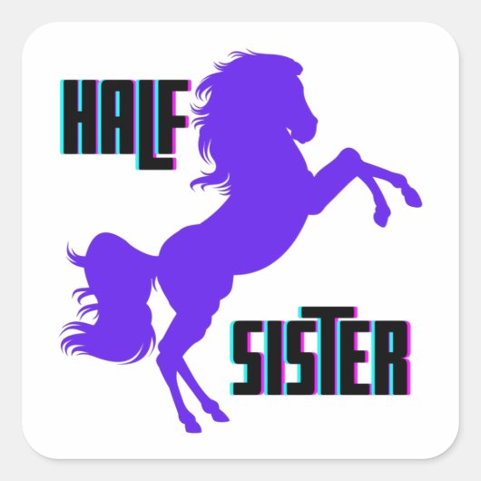 Halfzuster Paarse Pony Vierkante Sticker (Voorkant)
