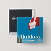 Halifax Canada Reisposter Vierkante Button 5,1 Cm (Voorkant /achterkant)