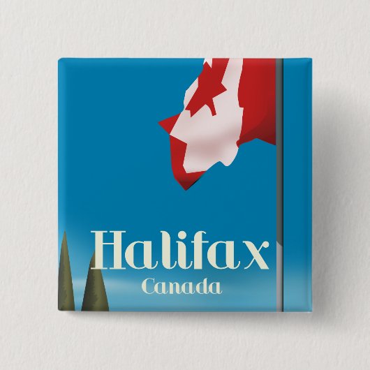 Halifax Canada Reisposter Vierkante Button 5,1 Cm (Voorkant)