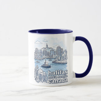 Halifax Canada Simple Blue Skyline Cute Cityscape Mok