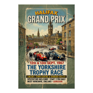 Halifax Grand Prix 1967 Yorkshire Trophy Race Perfect Poster