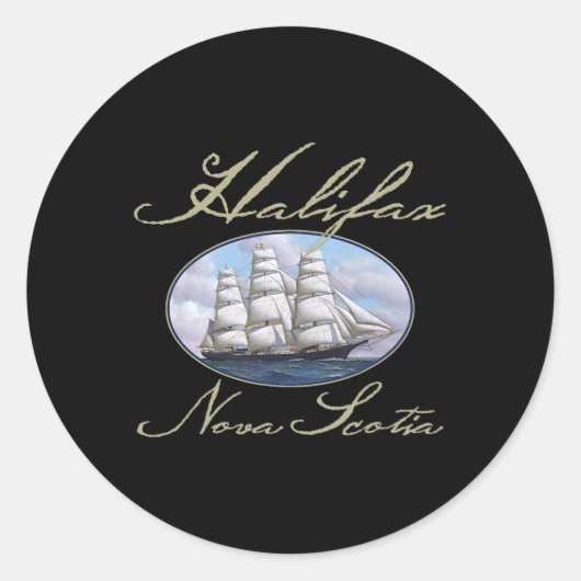 Halifax Nova Scotia Clipper Ship Ronde Sticker (Voorkant)