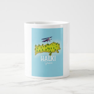 Halki Griekenland Kaart Geïllustreerde reisposter Extra Grote Beker
