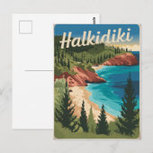 Halkidiki Griekenland vintage Briefkaart (Voorkant / Achterkant)