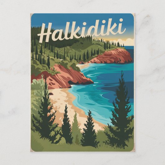 Halkidiki Griekenland vintage Briefkaart (Voorkant)