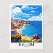 Halkidiki Griekenland Vintage Travel Illustratie Briefkaart (Voorkant)