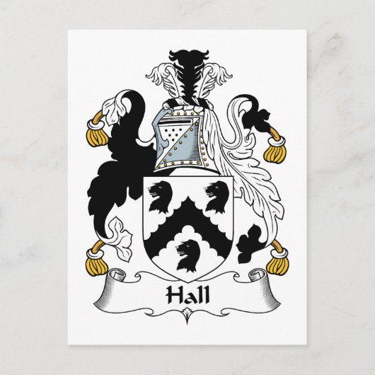 Hall Family Crest Briefkaart (Voorkant)