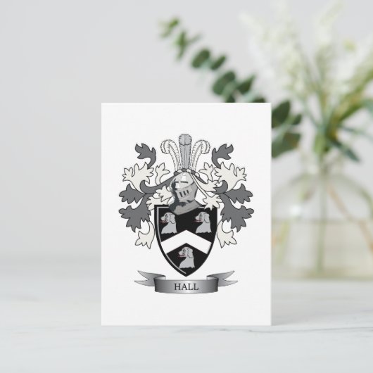 Hall Family Crest Coat of Arms Briefkaart (Staand voorkant)