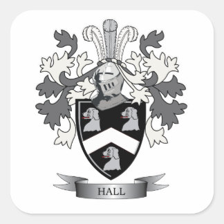 Hall Family Crest Coat of Arms Vierkante Sticker