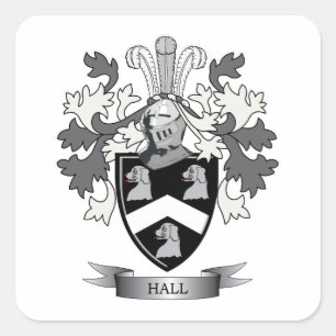 Hall Family Crest Coat of Arms Vierkante Sticker
