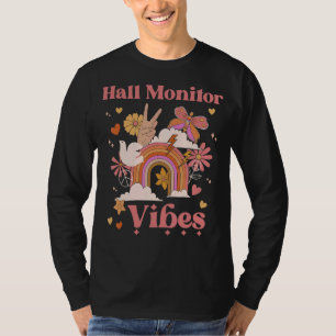 Hall Monitor Sfeer School Groovy Retro Boho Regenb T-shirt