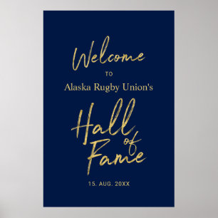 Hall of Fame   Gold & Navy Blue Welkomstbord Poster