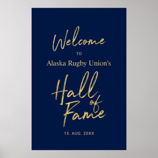 Hall of Fame | Gold & Navy Blue Welkomstbord Poster (Voorkant)