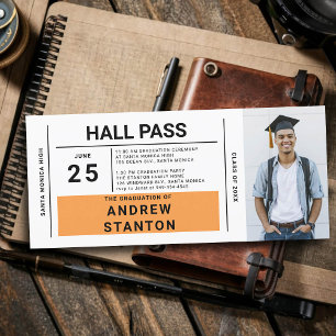 Hall Pass Grad Party Orange High School Invitation