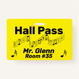 Hall Pass Music Theme Badge