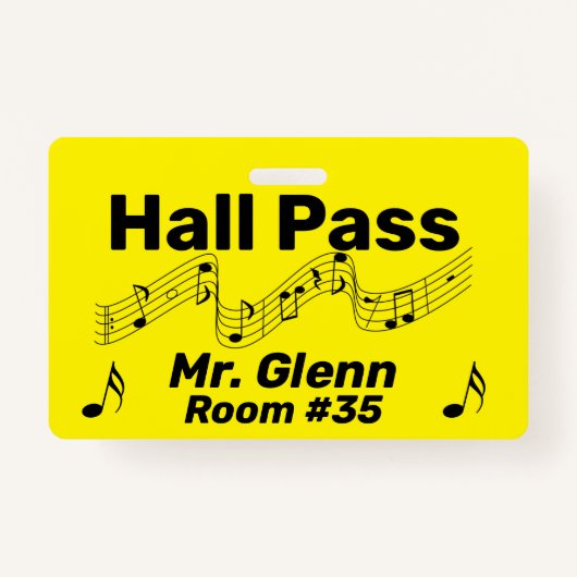 Hall Pass Music Theme Badge (Voorkant)