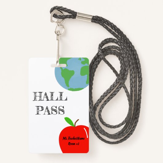 Hall Pass Persoonlijk Badge (Voorkant met draagriem)