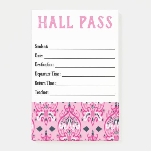 Hall Pass Post-it® Notes (Voorkant)