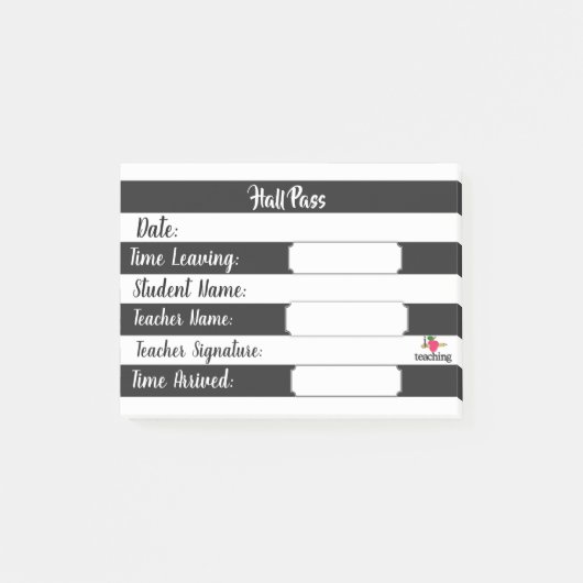 Hall Pass - zwarte en witte strepen Post-it® Notes (Voorkant)