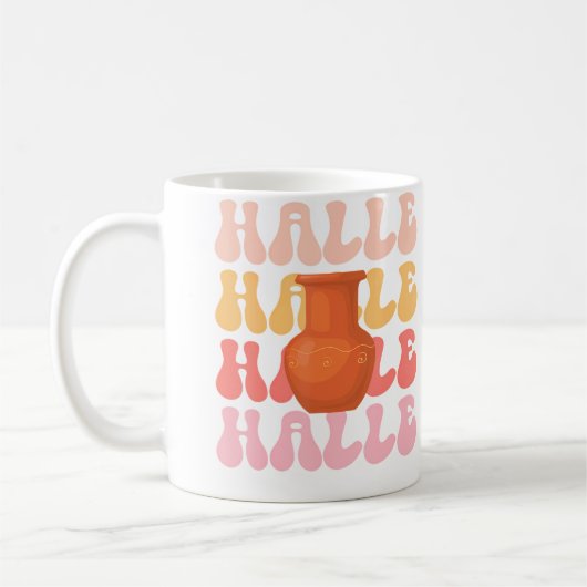 Halle Retro Name Pottery Hobby Koffiemok (Links)