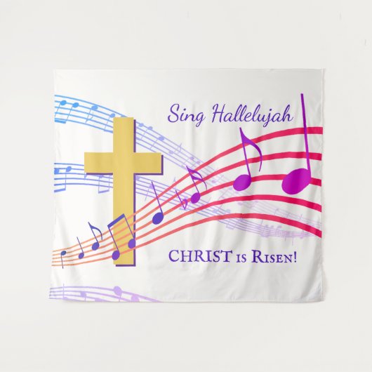 HALLELUJA CHRISTUS IS OPGEWEKT Pasen Wandkleed (Voorkant (horizontaal))