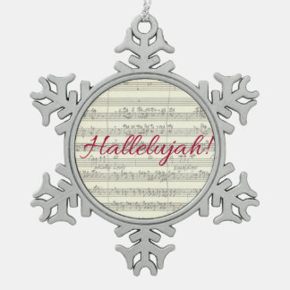 Hallelujah kerstversiering tin sneeuwvlok ornament