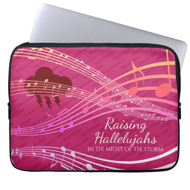 HALLELUJAHS IN STORM AANGEPASTE PINK LAPTOP SLEEVE (Voorkant)