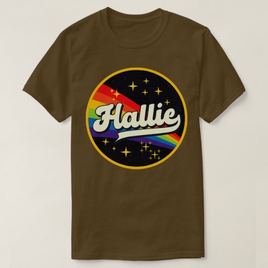 Hallie regenboog in ruimte stijl t-shirt (Design voorkant)