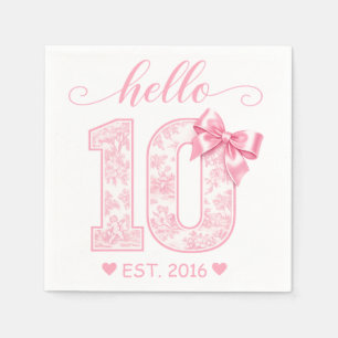 Hallo 10 Verjaardag Roze Hallo 10 Aangepast Jaar Servet
